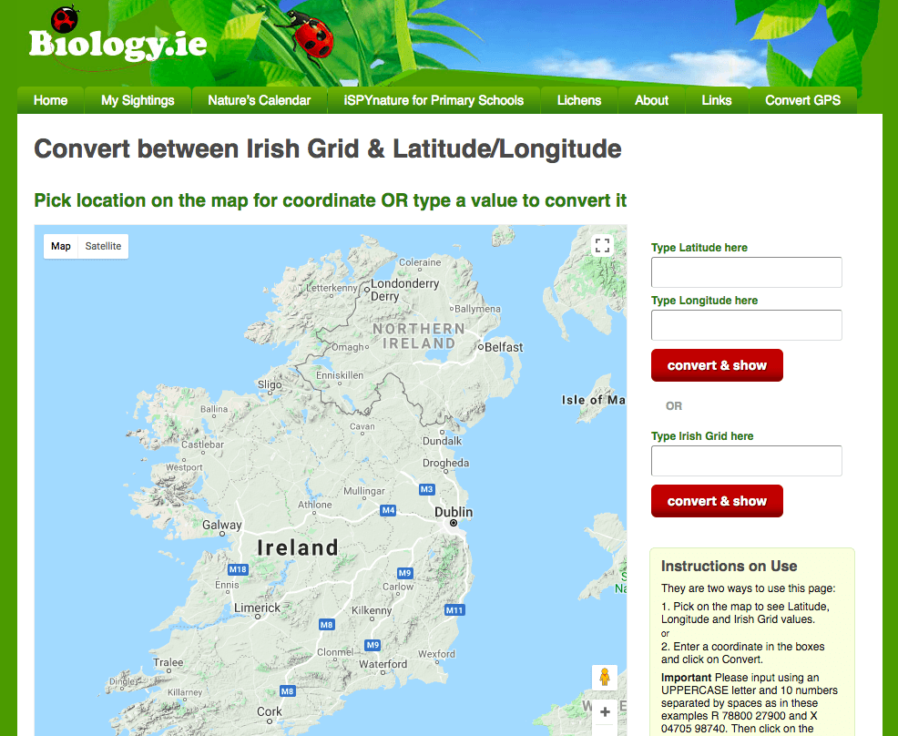 The Irish Grid and Lat/Long conversions